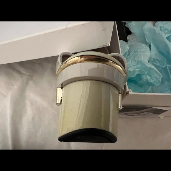 Versace Color Block Open Toe Patent Wedge Platform Women’s Heels - Picture 10 of 12